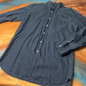 Ralph Lauren Purple Label Blue plaid Dress Shirt XL Italy 100% cotton